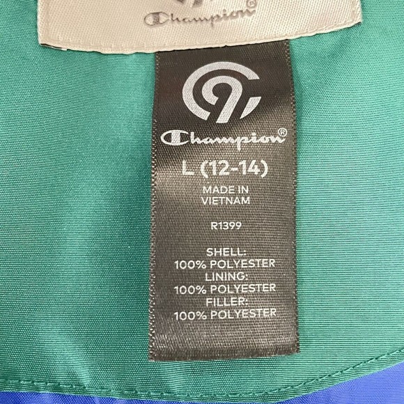 Champion Hooded Jacket Youth Large 12/14 Color Block Winter Jacket - Picture 11 of 11
